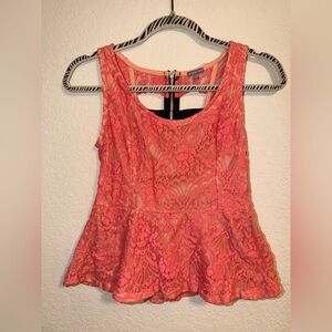 Charlotte Russe Peach Sleeveless Peplum Top